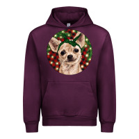 Mauve Wine Christmas Chihuahua With Buffalo Plaid Urban Hoodie - RanaPortraitStore
