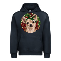 Navy Christmas Chihuahua With Buffalo Plaid Urban Hoodie - RanaPortraitStore