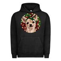 Pigment Black Christmas Chihuahua With Buffalo Plaid Urban Hoodie - RanaPortraitStore