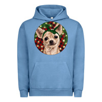 Pigment Pebble Blue Christmas Chihuahua With Buffalo Plaid Urban Hoodie - RanaPortraitStore