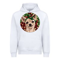 White Christmas Chihuahua With Buffalo Plaid Urban Hoodie - RanaPortraitStore