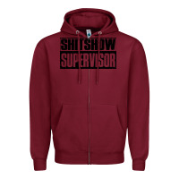Burgundy shitshow supervisor Zipper Hoodie - DesigneFamous