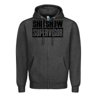 Charcoal Heather shitshow supervisor Zipper Hoodie - DesigneFamous