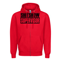Red shitshow supervisor Zipper Hoodie - DesigneFamous