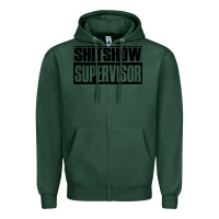 Sports Green shitshow supervisor Zipper Hoodie - DesigneFamous