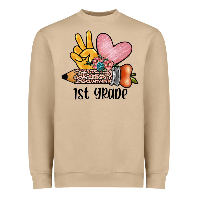 Peace Love 1st Grade Heavyweight Sweatshirt by JahusDesignShop | Teevron