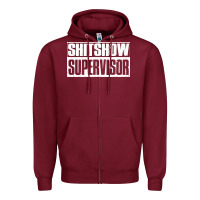 Burgundy shitshow supervisor Zipper Hoodie - DesigneFamous