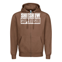 Chestnut shitshow supervisor Zipper Hoodie - DesigneFamous