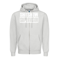 Dove Grey shitshow supervisor Zipper Hoodie - DesigneFamous