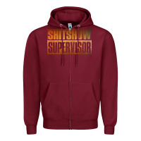 Burgundy shitshow supervisor Zipper Hoodie - DesigneFamous