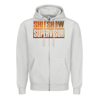 Dove Grey shitshow supervisor Zipper Hoodie - DesigneFamous