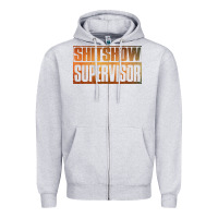 Heather Grey shitshow supervisor Zipper Hoodie - DesigneFamous