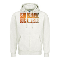 Oatmeal Heather shitshow supervisor Zipper Hoodie - DesigneFamous