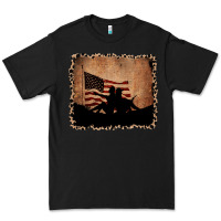 Black America Western Cowboy and Cowgirl Leopard Frame Premium Tee - CowCowDesign