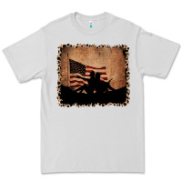 Dove Grey America Western Cowboy and Cowgirl Leopard Frame Premium Tee - CowCowDesign