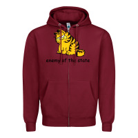 Burgundy comrade garf classic Zipper Hoodie - DesigneFamous