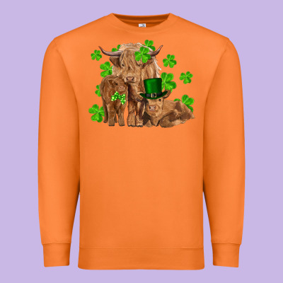 St Patrick's Day Cow Family Premium Sweatshirt Designed By Ranaportraitstore