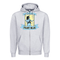 Heather Grey fight milk classic Zipper Hoodie - DesigneFamous