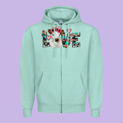 Calf Love Zipper Hoodie Designed By Jahusdesignshop
