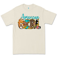 Bone American Girl, western Cowhide Premium Tee - CowCowDesign