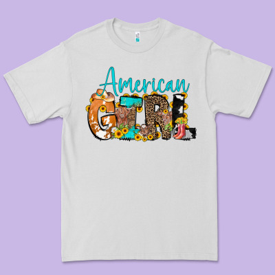 American Girl, Western Cowhide Premium Tee Designed By Cowcowdesign