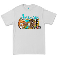 Dove Grey American Girl, western Cowhide Premium Tee - CowCowDesign