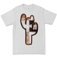 Dove Grey Leather Cowhide Cactus Premium Tee - RanaPortraitStore