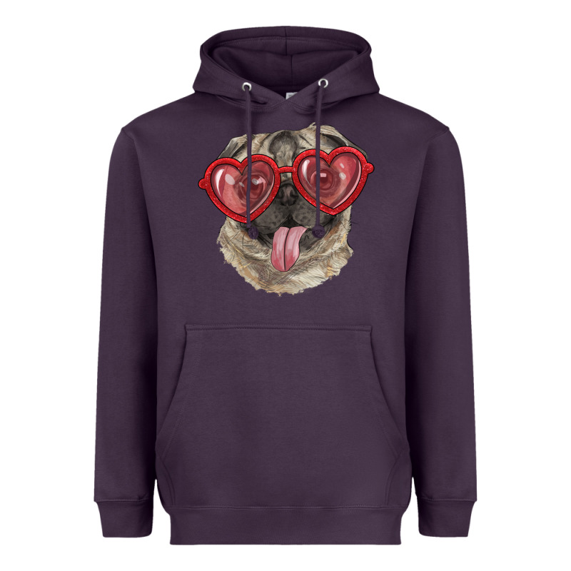 Pug With Love Glasses Heavyweight Hoodie by RanaPortraitStore | Teevron