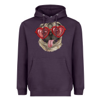 Plum Pug with love glasses Heavyweight Hoodie - RanaPortraitStore