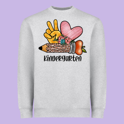 Peace Love Kindergarten Heavyweight Sweatshirt Designed By Jahusdesignshop