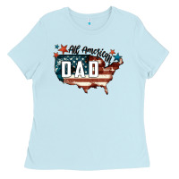 Baby Blue All american dad Ladies Tee - FaDigitalArtStudio