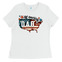 White All american dad Ladies Tee - FaDigitalArtStudio