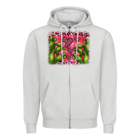 Dove Grey valentine's day cactus background Zipper Hoodie - JahusDesignShop