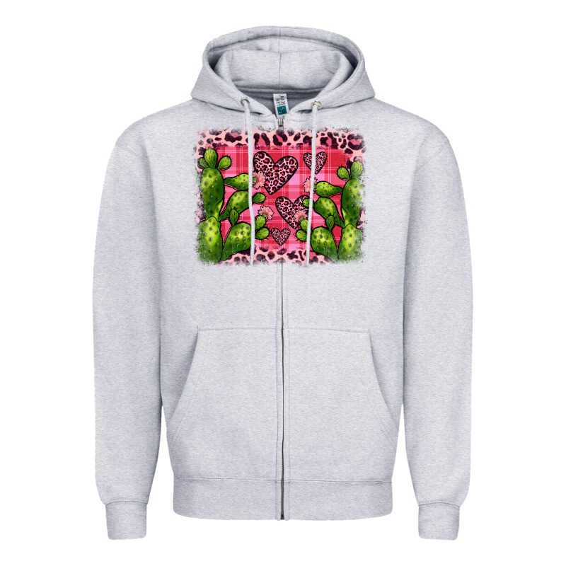 Valentine's Day Cactus Background Zipper Hoodie by JahusDesignShop | Teevron