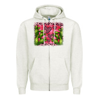 Oatmeal Heather valentine's day cactus background Zipper Hoodie - JahusDesignShop