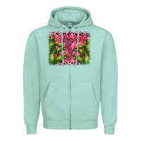 Seafoam valentine's day cactus background Zipper Hoodie - JahusDesignShop