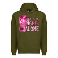 Army Green Breast cancer no one fights alone boxing Premium Hoodie - Artiststas