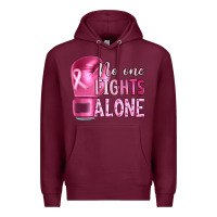 Burgundy Breast cancer no one fights alone boxing Premium Hoodie - Artiststas
