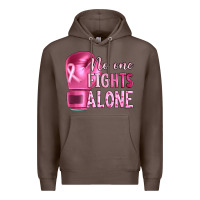 Coffee Breast cancer no one fights alone boxing Premium Hoodie - Artiststas