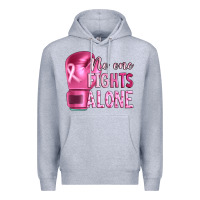 Heather Grey Breast cancer no one fights alone boxing Premium Hoodie - Artiststas
