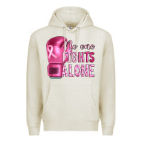 Oatmeal Heather Breast cancer no one fights alone boxing Premium Hoodie - Artiststas
