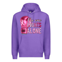Purple Breast cancer no one fights alone boxing Premium Hoodie - Artiststas