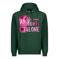Sports Green Breast cancer no one fights alone boxing Premium Hoodie - Artiststas