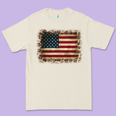 America Flag And Leopard Premium Tee Designed By Cowcowdesign