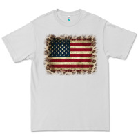 Dove Grey America Flag and Leopard Premium Tee - CowCowDesign