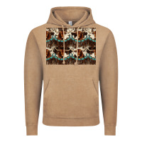 Vintage Coffee Longhorn Cow Pattern Vintage Hoodie - CowhideDigitalArt