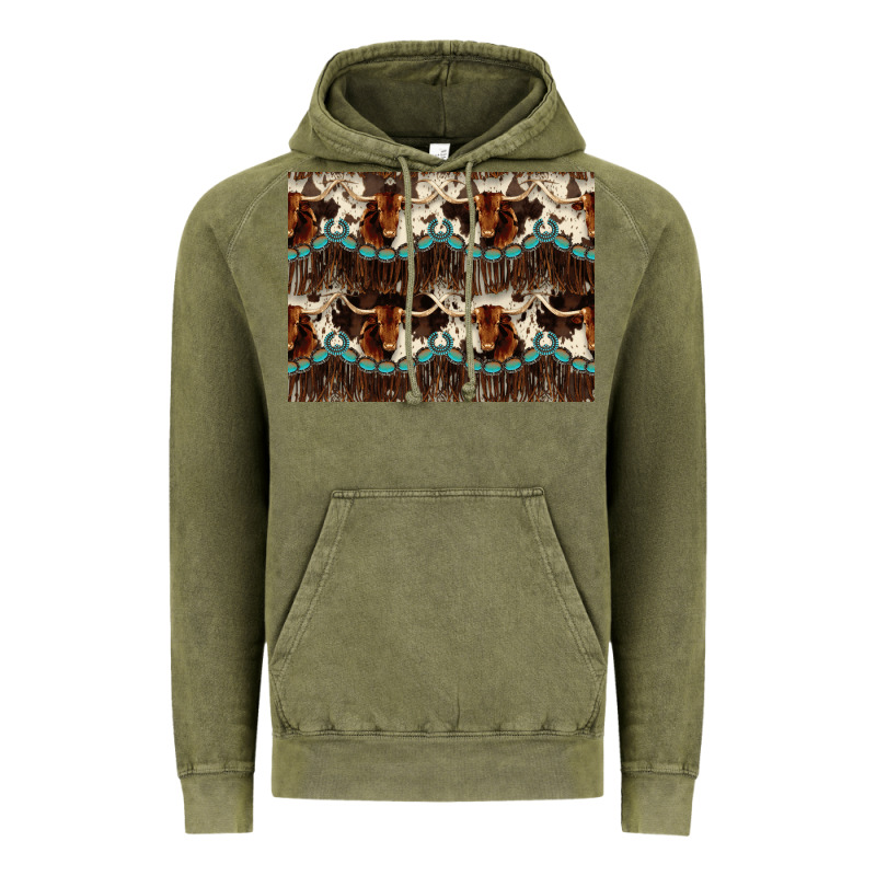 Longhorn Cow Pattern Vintage Hoodie by CowhideDigitalArt | Teevron