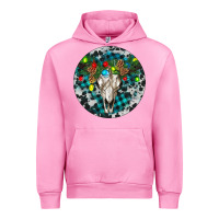 Fuchsia Pink Bull Skull Christmas Urban Hoodie - RanaPortraitStore