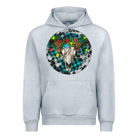 Heather Grey Bull Skull Christmas Urban Hoodie - RanaPortraitStore