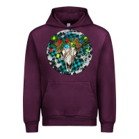 Mauve Wine Bull Skull Christmas Urban Hoodie - RanaPortraitStore